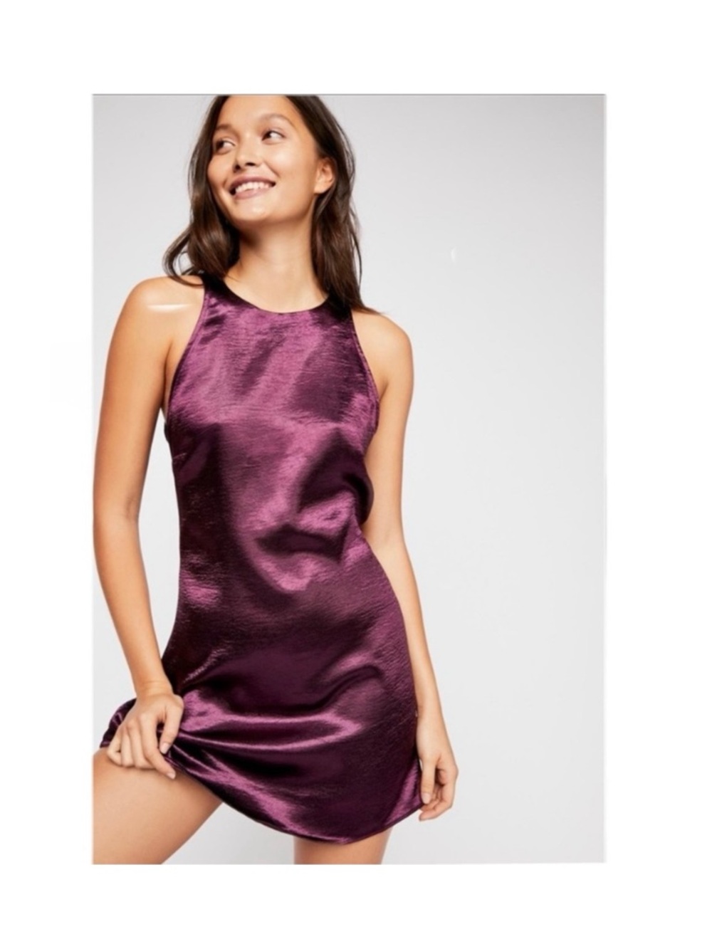 Intimately Free People After Hours Slip Plum Satin Mini Dress